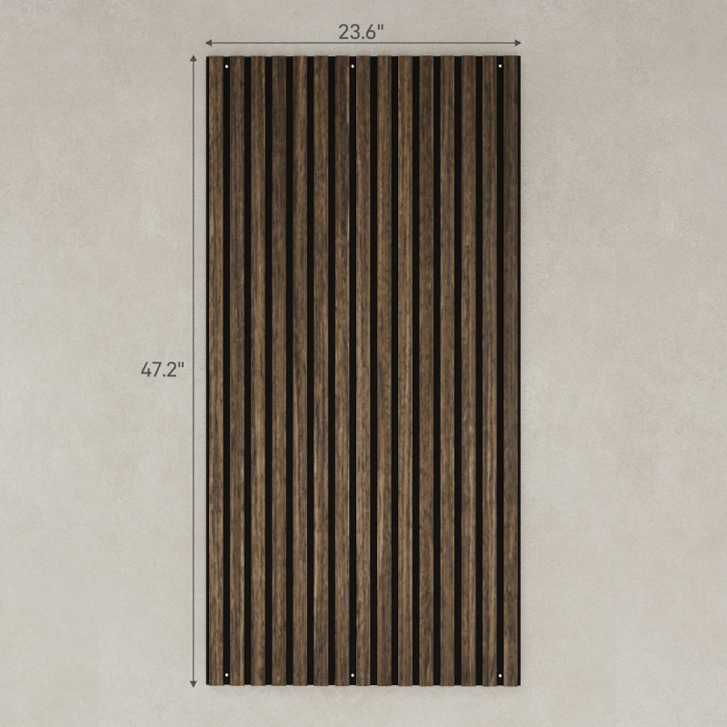 HOMCOM 47" x 24" Wood Panels for Wall, 4 Pack Acoustic Panels, Sound Absorbing Slat Wall for Wall Decor, Home, Walnut