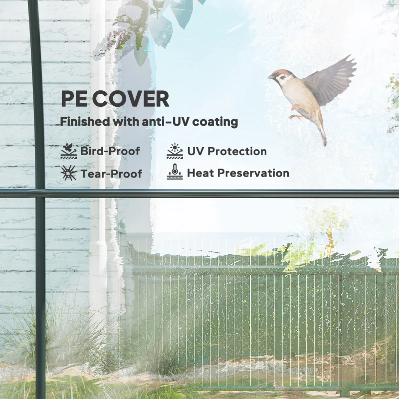 Outsunny Polytunnel Greenhouse with Roll-up Door and Mesh Window, Walk-in Grow House Tent with Steel Frame, 3 x 2 x 2 m, Clear