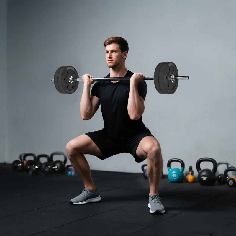 Soozier Weight Plates Set of 4, 1-Inch Barbell Weight Set for Home Gym Strength Training and Weightlifting, 4 x 11 lbs