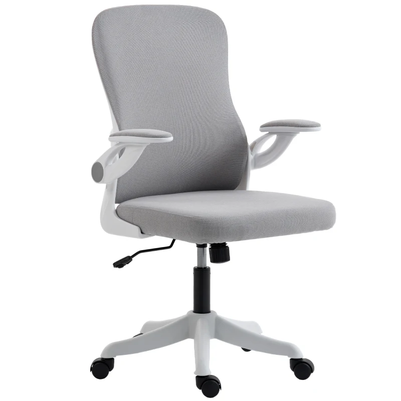 HOMCOM Ergonomic Office Chair, Swivel Desk Chair with Lumbar Support and Adjustable Height, Flip-up Armrests, Wheels, Black