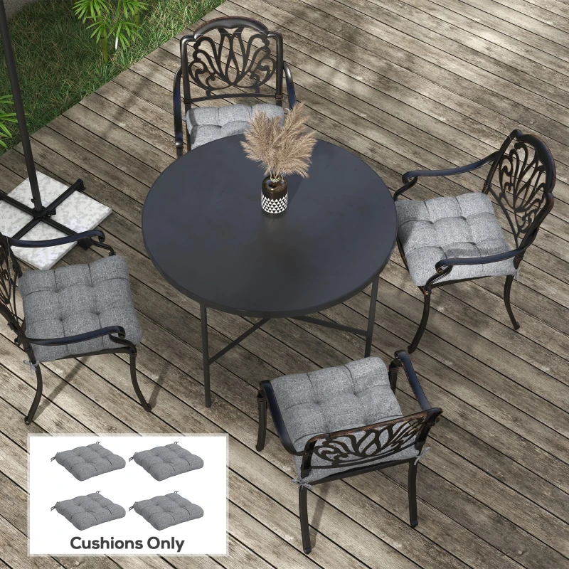 Outsunny 4-Piece Seat Cushion Pillows Replacement, Patio Chair Cushions Set with Ties for Indoor Outdoor