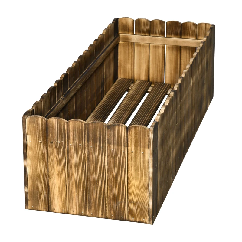 Outsunny 40" x 16" x 12"  Wooden Raised Garden Bed, Raised Planter Box, Planter Raised Bed with Drainage Holes, Natural