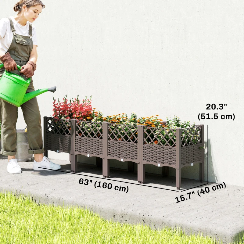 Outsunny Raised Garden Bed with Legs, Self Watering Elevated Planter Boxes with Drainage Holes, 63" x 15.7" x 20.3"