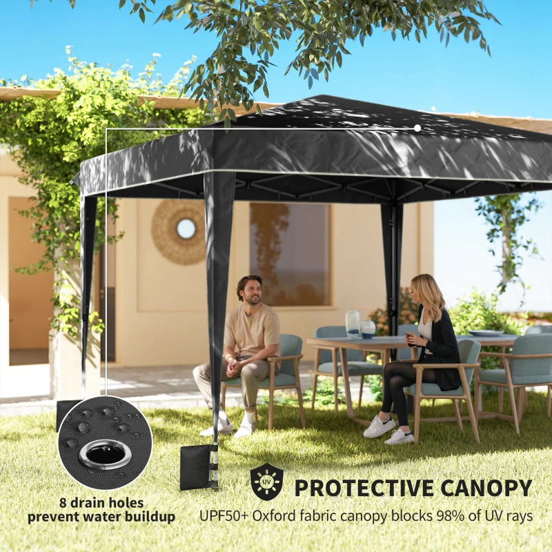 Outsunny 10 x 10 ft Pop Up Canopy Tent with Sidewalls, UPF50+ Outdoor Portable Instant Canopy Shelter with Carry Bag, Black