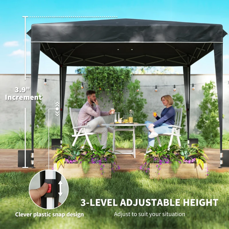 Outsunny 10 x 10 ft Pop Up Canopy Tent with Sidewalls, UPF50+ Outdoor Portable Instant Canopy Shelter with Carry Bag, Black