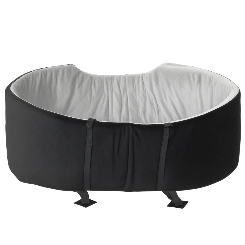 PawHut Dog Car Seat for Small Medium Pets, Detachable Washable Pet Bed with Cushion and Safety Belt for Dog Under 33lbs, Black