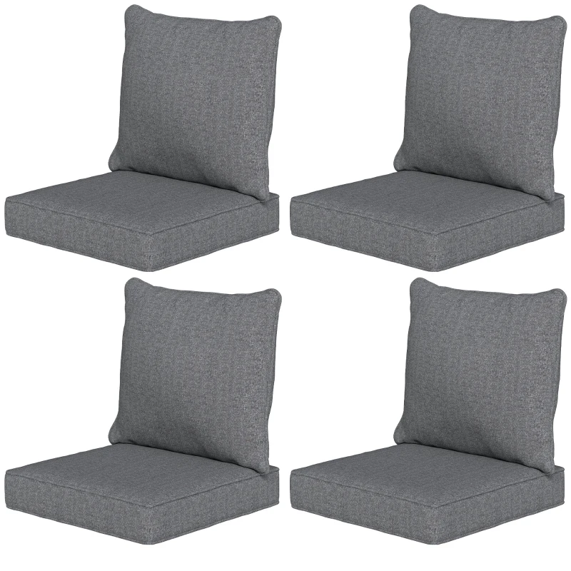 Outsunny Outdoor Chair Cushions Set of 4, Fade Resistant Patio Chair Cushions for Outdoor Furniture, 24" x 24", Grey