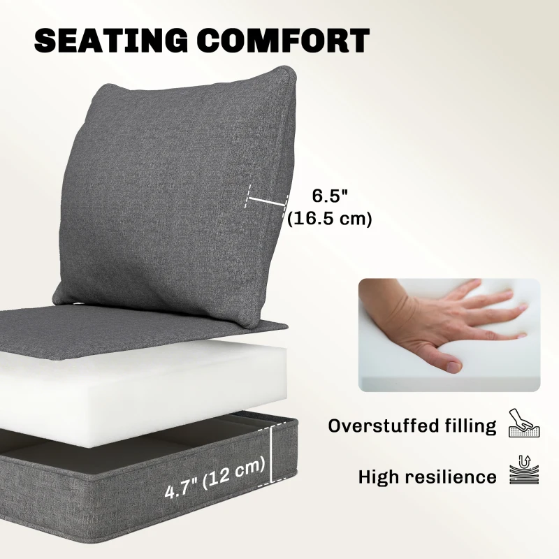 Outsunny Outdoor Chair Cushions Set of 4, Fade Resistant Patio Chair Cushions for Outdoor Furniture, 24" x 24", Grey