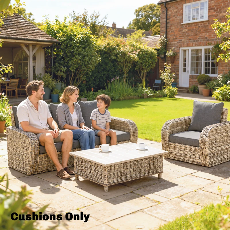 Outsunny Outdoor Chair Cushions Set of 4, Fade Resistant Patio Chair Cushions for Outdoor Furniture, 24" x 24", Grey