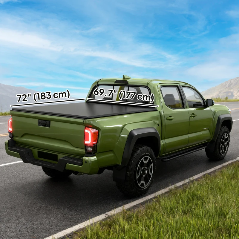 Outsunny 6ft Soft Tri-Fold Truck Bed Tonneau Cover for 5.75/5.8 ft Bed, Truck Bed Cover with Seal Strip, Black