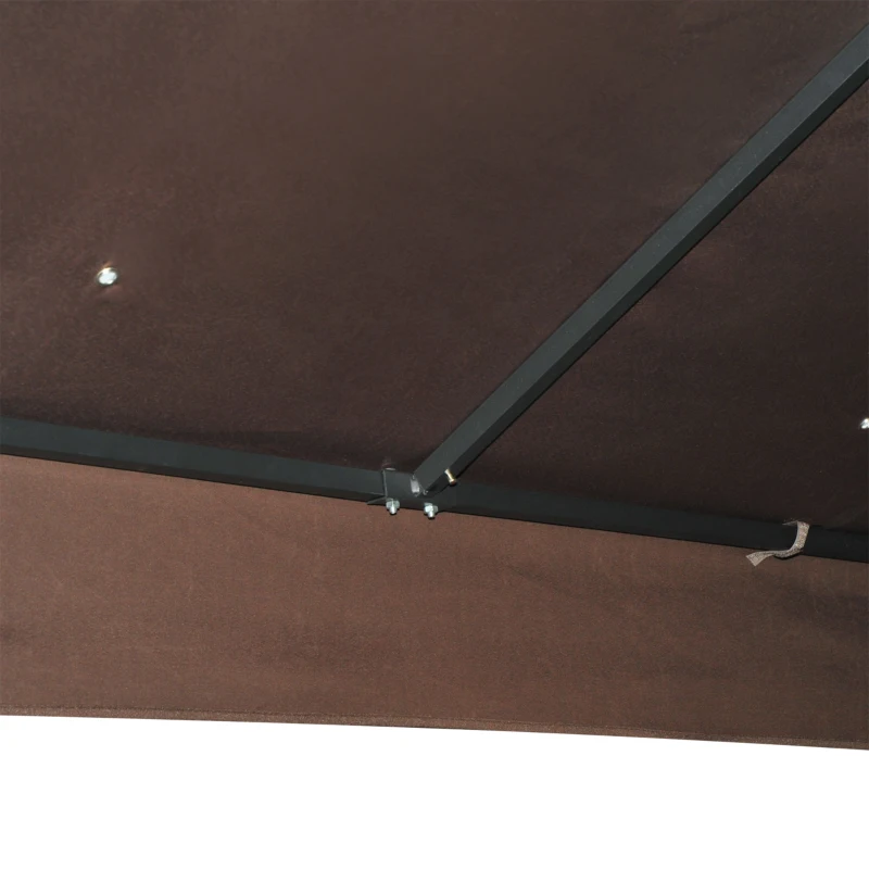 Outsunny 10' x 10' Patio Gazebo Outdoor, Canopy Shelter with Double-tier Roof, Pavilion Sidewalls for Garden Events, Brown