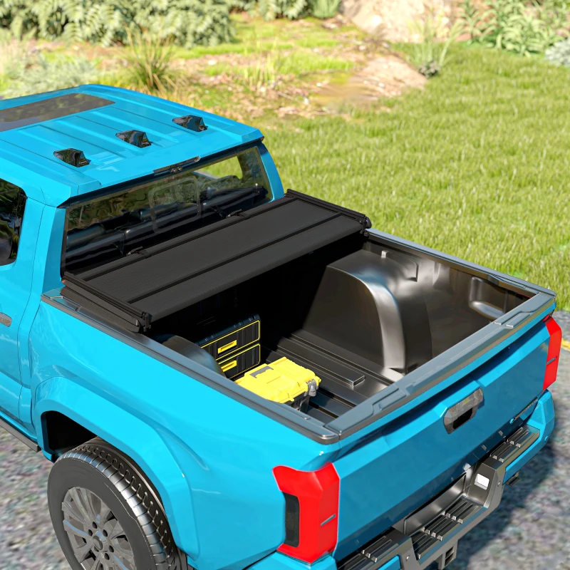 Outsunny 6.5ft Soft Tri-Fold Truck Bed Tonneau Cover for 6.4/6.5 ft Bed, Truck Bed Cover with Seal Strip, Black