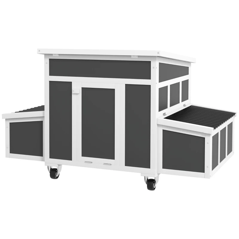 PawHut Wooden Chicken Coop with Nesting Box for 6 Chickens, Dark Grey