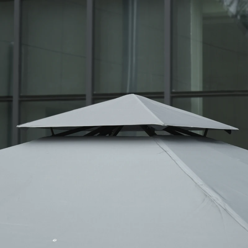 Outsunny 10' x 10' Patio Gazebo Outdoor, Canopy Shelter with Double-tier Roof, Pavilion Sidewalls for Garden Events, Dark Grey