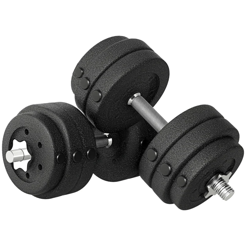 Soozier 2 x 33 lbs Adjustable Dumbbells Weight Set Dumbbell Hand Weight Barbell for Body Fitness Lifting Training for Home Office Gym, Black