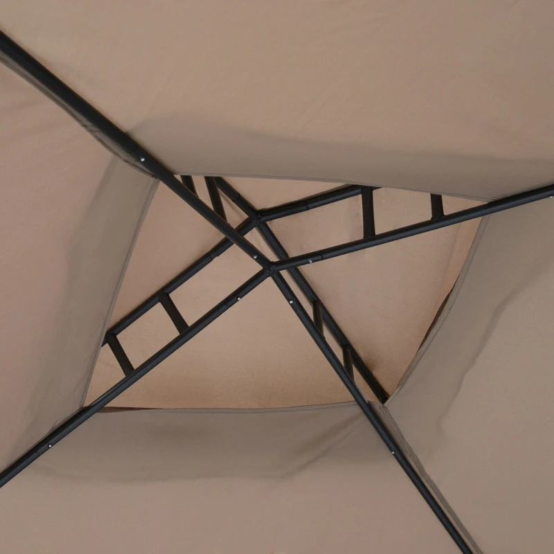 Outsunny 10' x 10' Patio Gazebo Outdoor Pavilion 2 Tire Roof Canopy Shelter Garden Event Party Tent Steel Frame, Brown