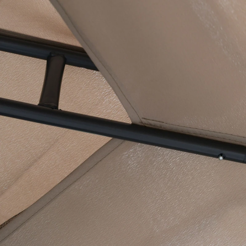 Outsunny 10' x 10' Patio Gazebo Outdoor Pavilion 2 Tire Roof Canopy Shelter Garden Event Party Tent Steel Frame, Brown