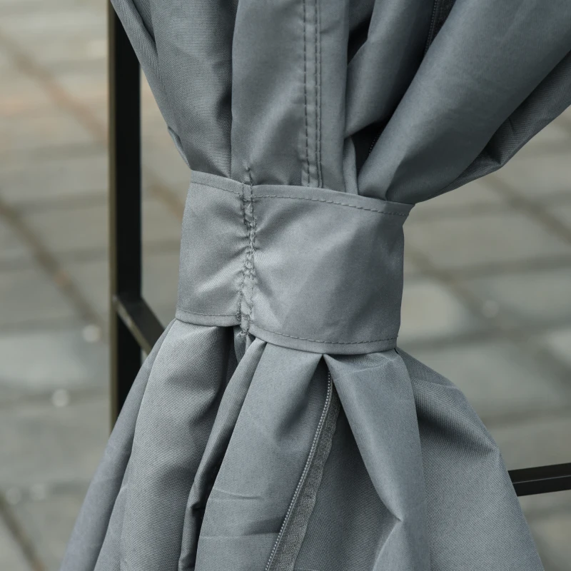 Outsunny 10' x 10' Patio Gazebo Outdoor, Canopy Shelter with Double-tier Roof, Pavilion Sidewalls for Garden Events, Dark Grey