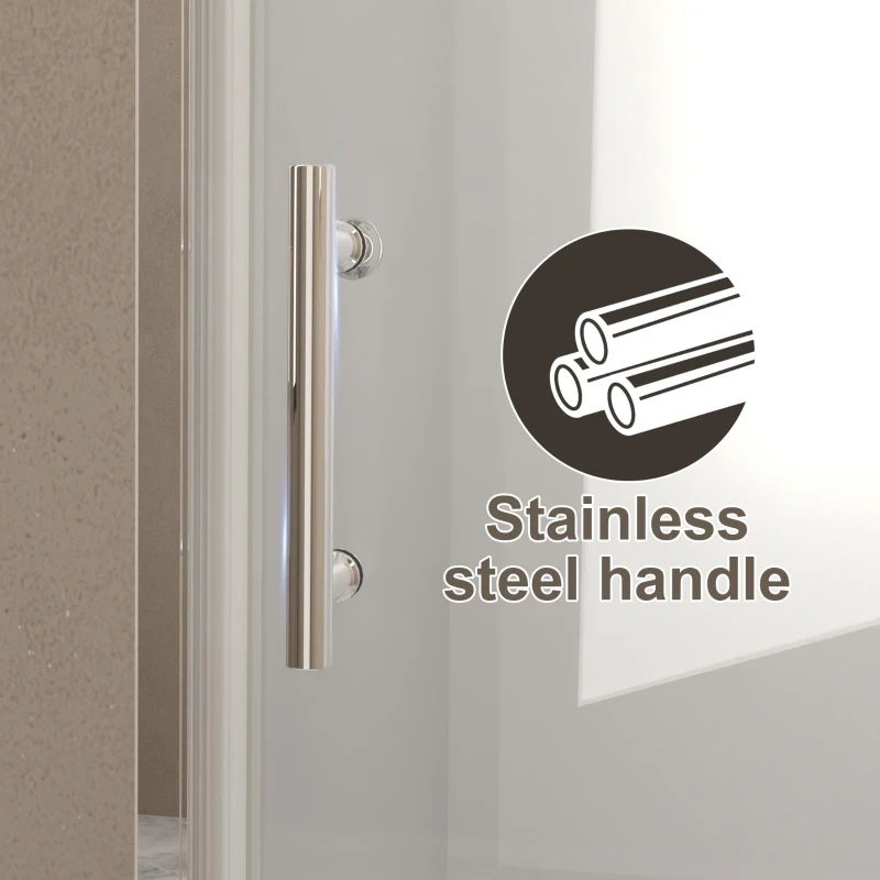 30" Bi-Fold Shower Door with Explosion-Proof Film and Tempered Glass, Bathroom Door with Stainless Steel Handle, 30" L x 0.5" W x 72" H, Chrome