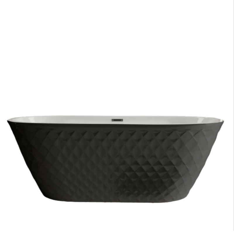 67" Freestanding Acrylic Bathtub with Spacious Oval Shape and Anti-Bacterial High-Gloss Finish, Tub for Bathroom, 67" L x 31.5" W x 23" H, Black