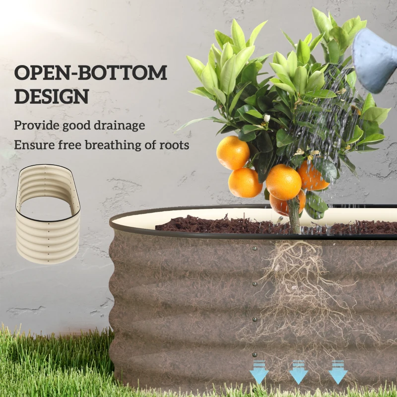 Outsunny 5 x 2 x 1.5 FT Galvanized Steel Raised Garden Bed, Metal Garden Bed Planter Box with Safety Edging, Cream White