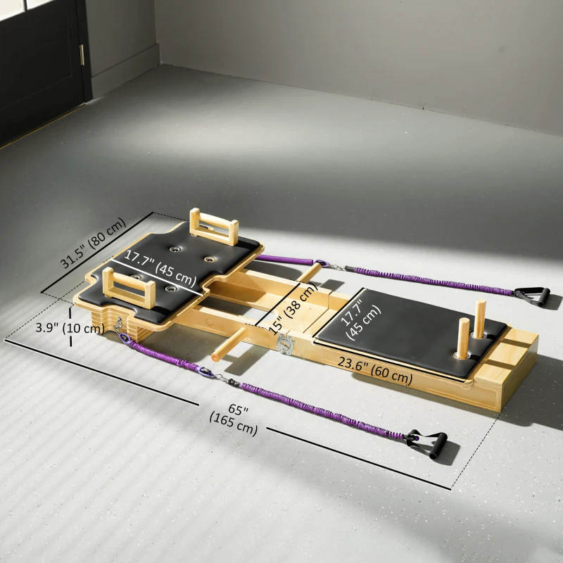 Soozier Portable Pilates Reformer Machine, Multifunctional Pilates Board with Resistance Bands and Multi-Grips for Home Gym