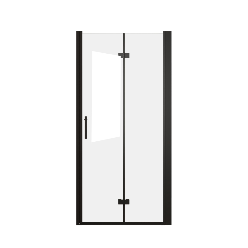 30" Bi-Fold Shower Door with Safety Film and Tempered Glass, Bathroom Door with Stainless Steel Handle, 30" L x 0.5" W x 72" H, Matte Black