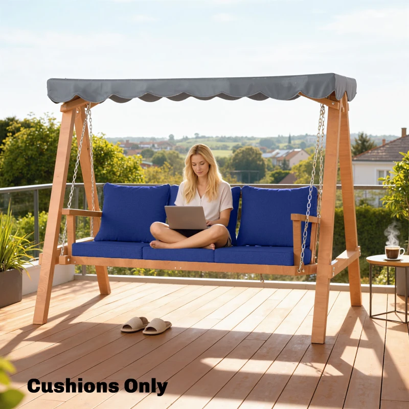 Outsunny Outdoor Chair Cushions Set of 4, Fade Resistant Patio Chair Cushions for Outdoor Furniture, 24" x 24", Navy Blue