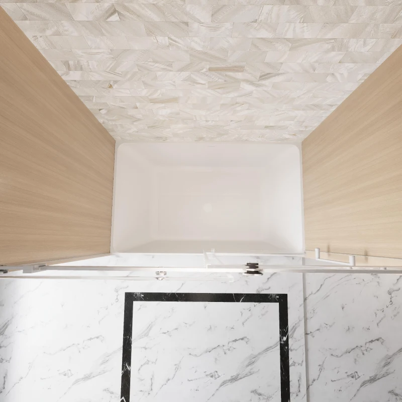 Frameless Shower Door with Anti-Shatter Safety Film and Bottom Water-Blocking Strip, Panel for Bathroom, 60" L x 0.5" W x 60" H, Brushed Nickel