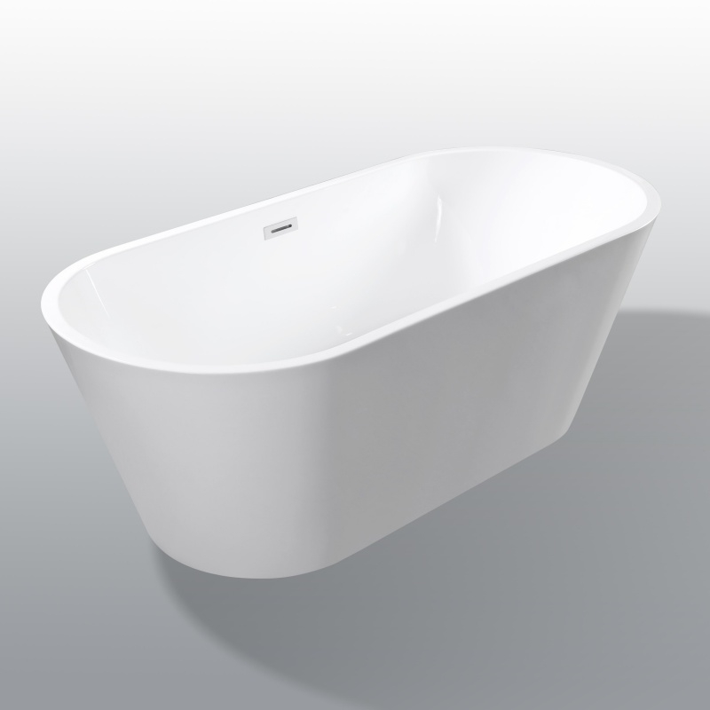 59" Acrylic Freestanding Soaking Bathtub with Double-Wall Insulation, Ergonomic Deep Tub for Heat Retention, 59" L x 29.5" W x 23" H, Gloss White