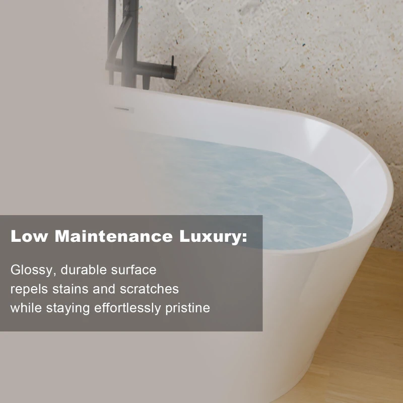 55" Freestanding Acrylic Soaking Bathtub with Double-Wall Insulation for Heat Retention, Tub for Bathroom, 55" L x 29.50" W x 23.5" H, Gloss White