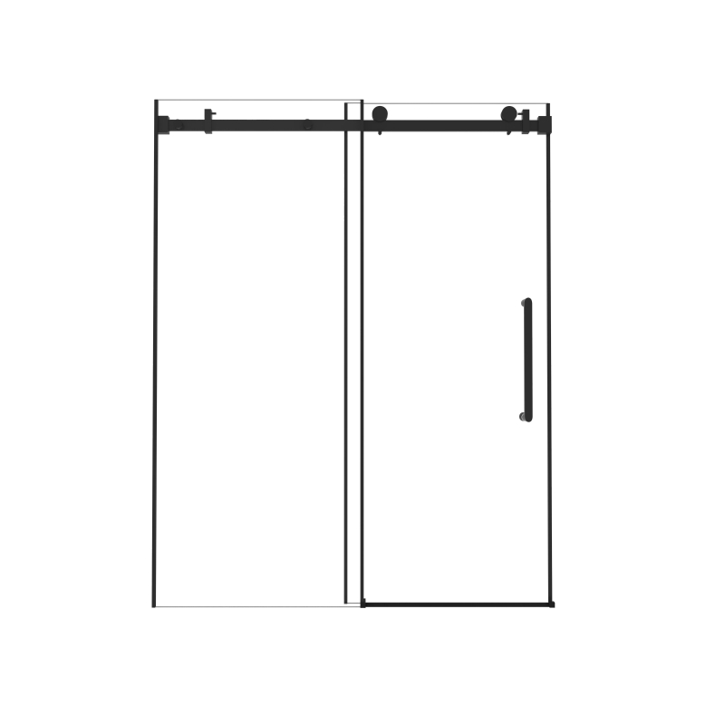 Frameless Shower Door with Anti-Shatter Safety Film and Bottom Water-Blocking Strip, Panel for Bathroom, 60" L x 0.5" W x 76" H, Matt Black