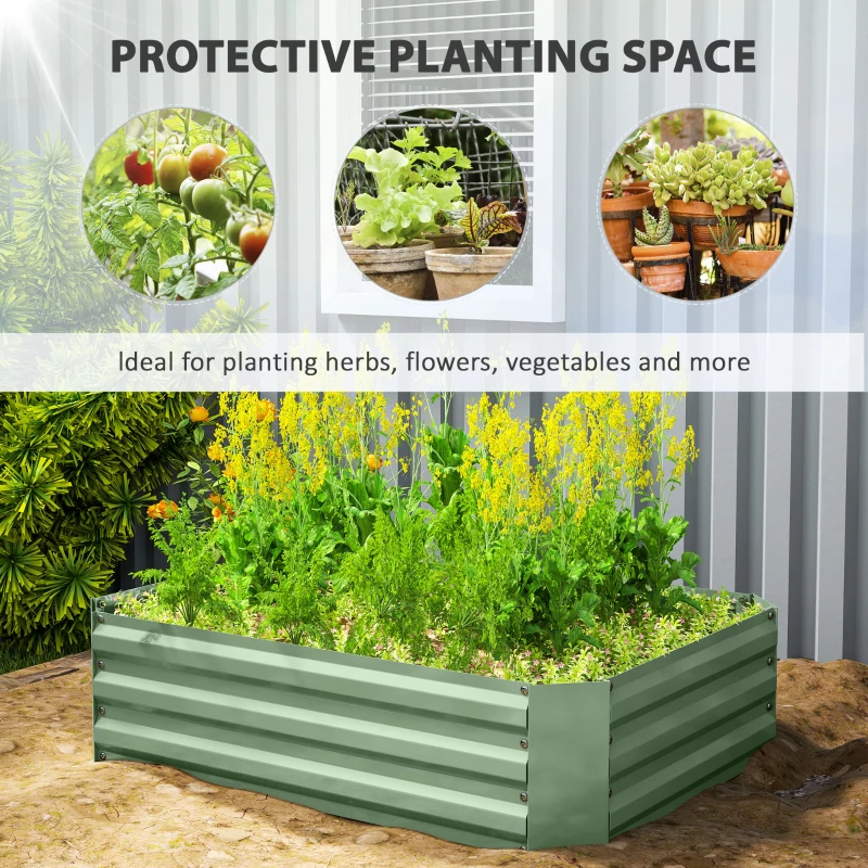 Outsunny Galvanized Raised Garden Bed, 4' x 3' x 1' Outdoor Metal Planter Box, Raised Bed for Growing Flowers Herbs, Dark Green