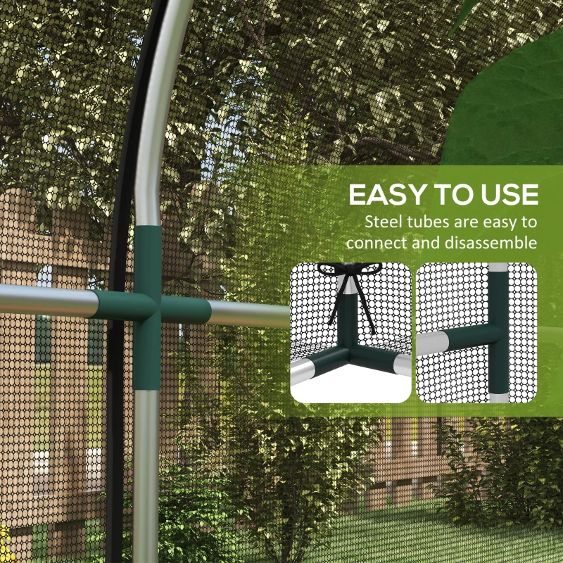 Outsunny 9.8' x 3.9' Crop Cage with Zipper Roll-Up Door, Mesh Plant Protection Tent from Animals with Galvanised Steel Frame