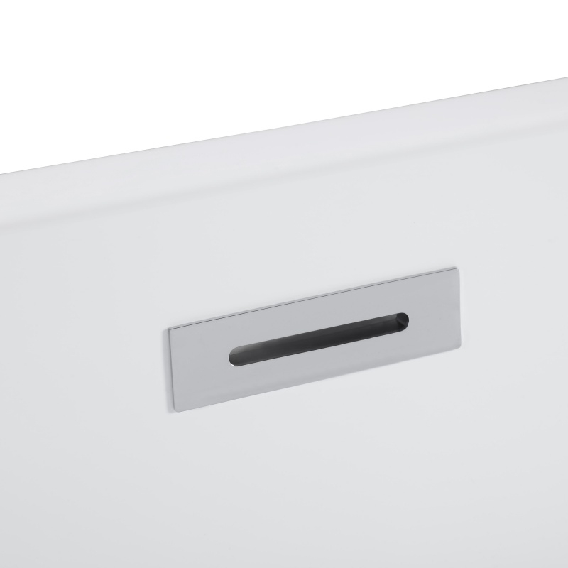 59" Acrylic Freestanding Soaking Bathtub with Double-Wall Insulation, Ergonomic Deep Tub for Heat Retention, 59" L x 29.5" W x 23" H, Black+White