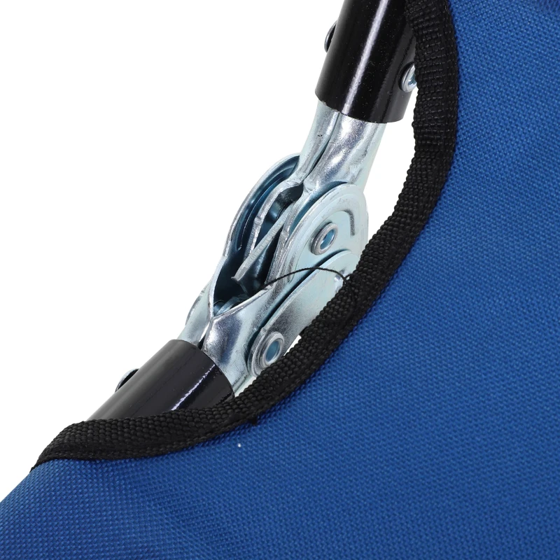 Outsunny Outdoor Folding Lounge Chair, Steel Tanning Chair with Reclining Back, Breathable Mesh for Beach, Yard, Patio, Blue