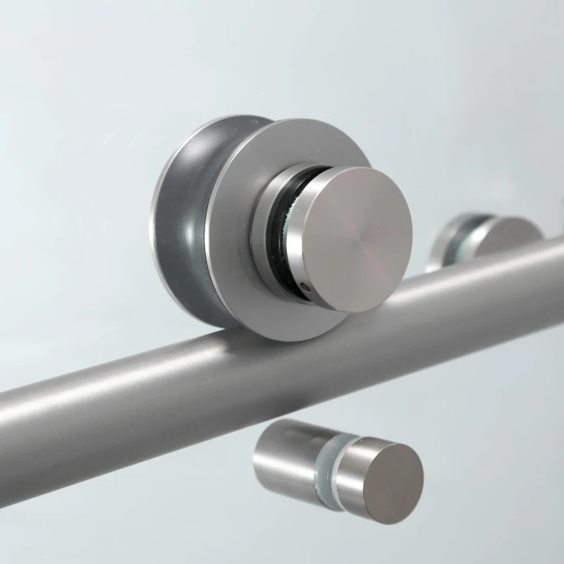 Frameless Shower Door with Stainless Steel Hardware, Support Bar, Bathroom Door with Waterproof Seals, 60" L x 0.5" W x 76" H, Brushed Nickel