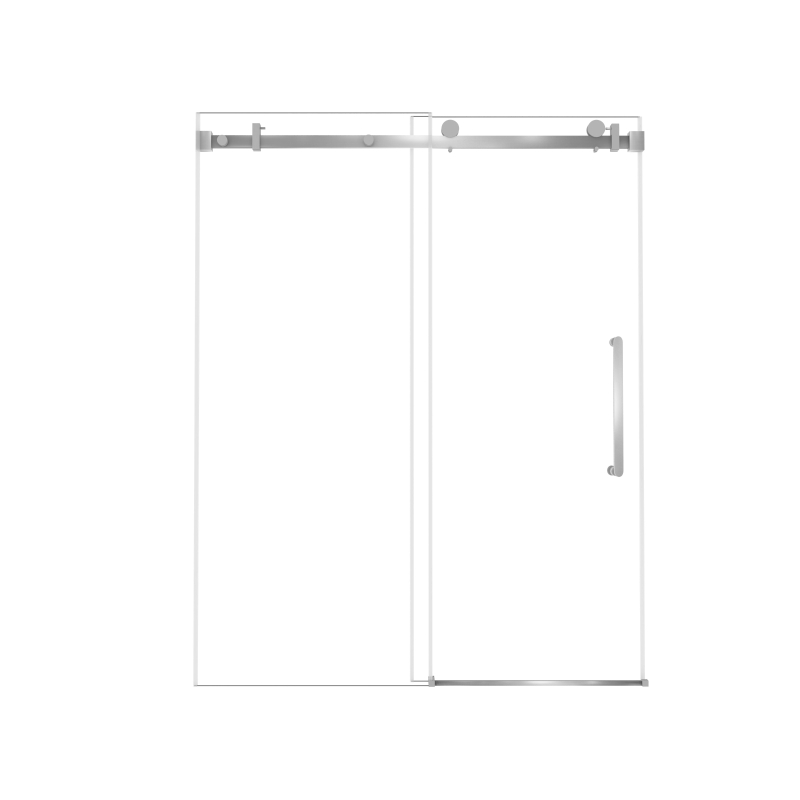 Frameless Shower Door with Anti-Shatter Safety Film and Bottom Water-Blocking Strip, Panel for Bathroom, 60" L x 0.5" W x 76" H, Brushed Nickel