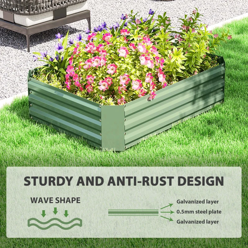 Outsunny Galvanized Raised Garden Bed, 4' x 3' x 1' Outdoor Metal Planter Box, Raised Bed for Growing Flowers Herbs, Dark Green