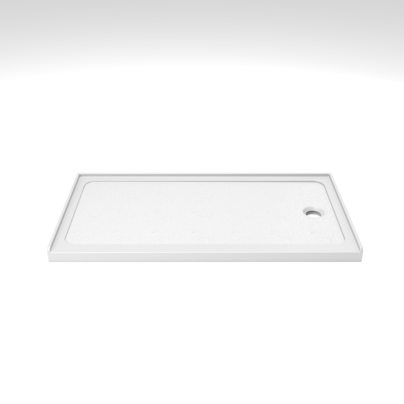 32" x 60" Shower Base with Durable Non-Flex Construction, Acrylic 3-Wall Alcove Shower Pan with Right Drain, 60" L x 32" W x 3" H, Gloss White