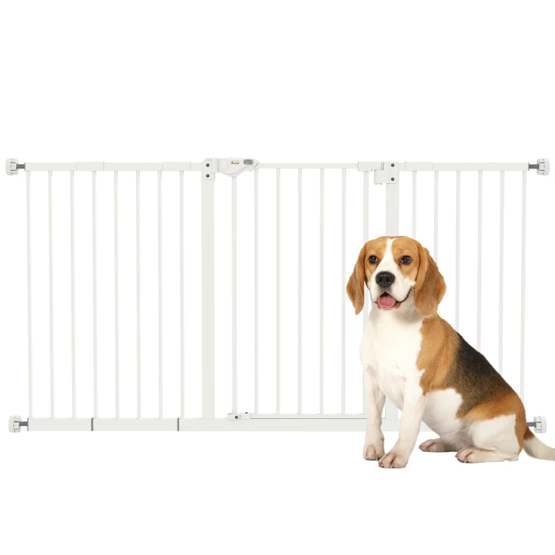 PawHut 30 Inch Tall Pet Gate with Door Dog Gate and Barrier Indoor for Stairs Includes 7", 8", 12" Extensions Kit