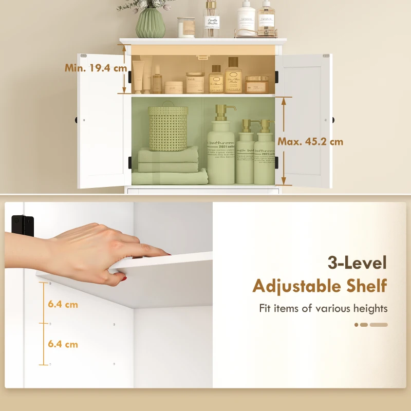HOMCOM Over The Toilet Storage, Modern Bathroom Cabinet Over Toilet with Drawer, Cabinet and Adjustable Shelf, White