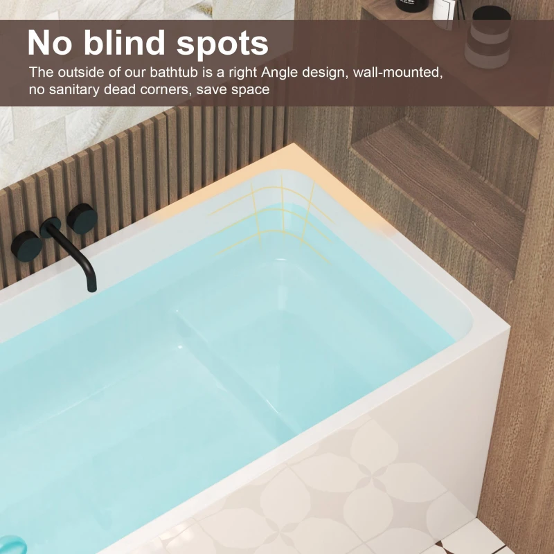 47" Acrylic Freestanding Bathtub with Built-In Seat, Ergonomic Sloping Backrest, Soaking Tub for Bathroom, 47" L x 27.5" W x 25" H, Gloss White