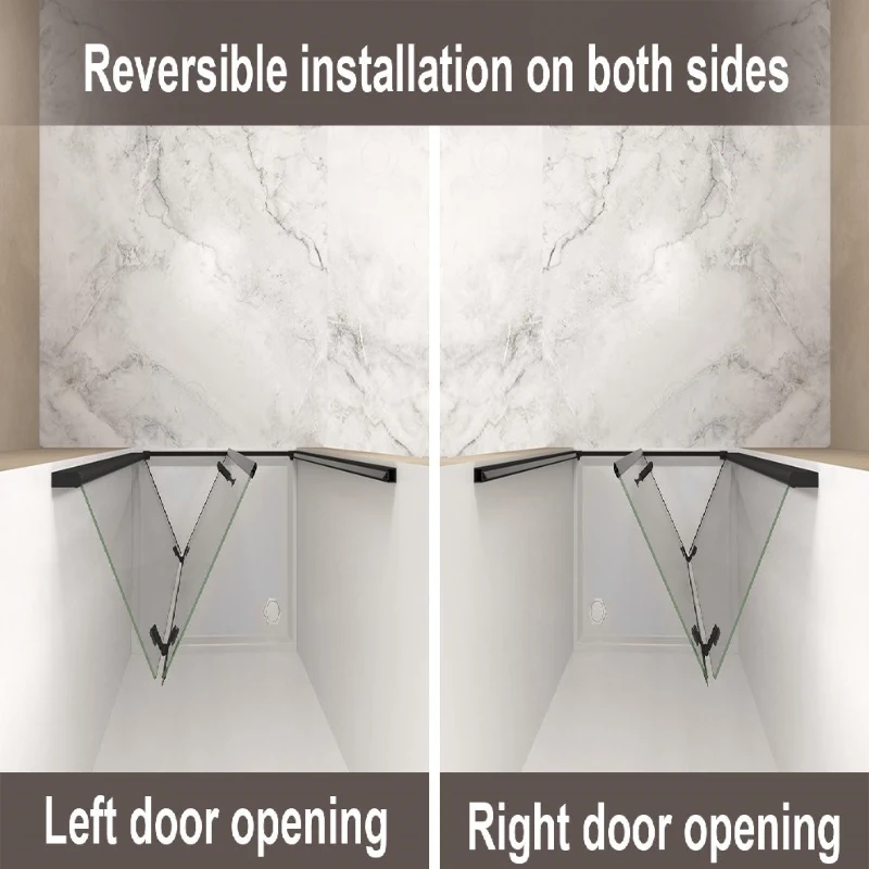 28" Bi-Fold Shower Door with Safety Film and Tempered Glass, Bathroom Door with Stainless Steel Handle, 28" L x 0.5" W x 72" H, Matte Black