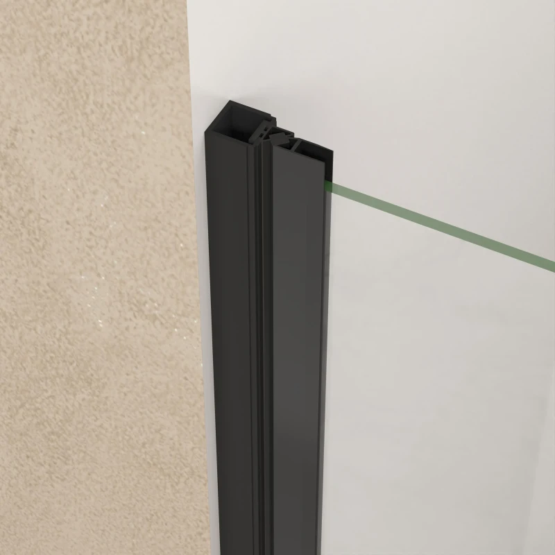Pivot Shower Door with Safety Film and Stainless Steel Handle, Space-Saving Swinging Panel for Bathroom, 34" L x 0.5" W x 72" H, Matte Black