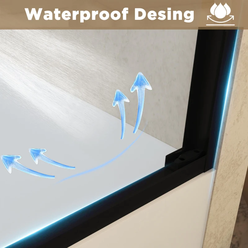 Double Sliding Shower Door with Explosion-Proof Safety Film and Stainless Steel Long Handle, Panel for Bathroom, 60" L x 0.5" W x 60" H, Matt Black