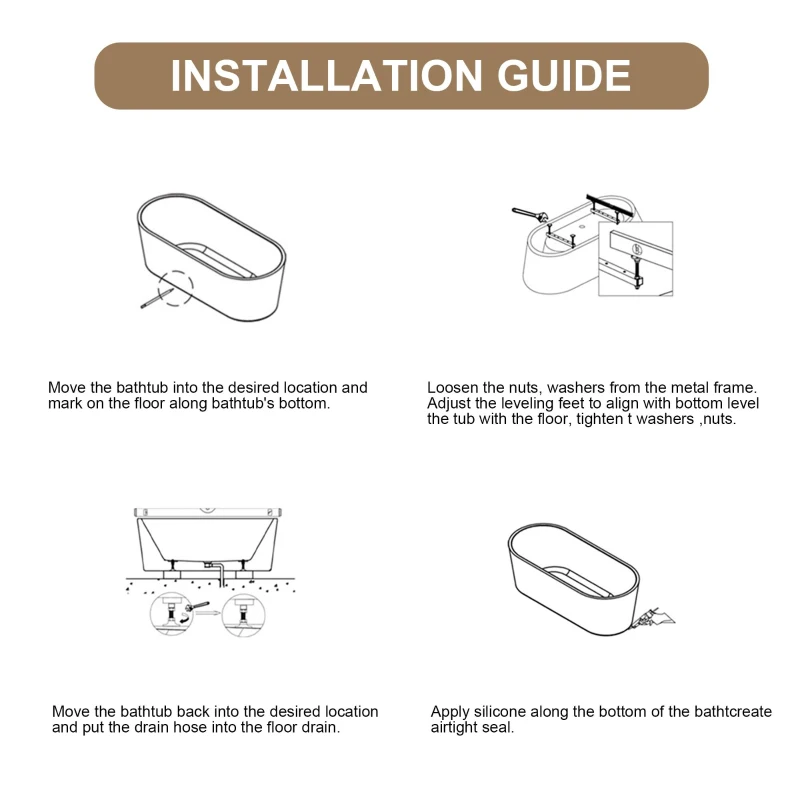 59" Rectangle Freestanding Acrylic Soaking Tub with High-Gloss Surface, Bathtub with Pop-Up Drain, 59" L x 29.5" W x 23" H, Gloss White