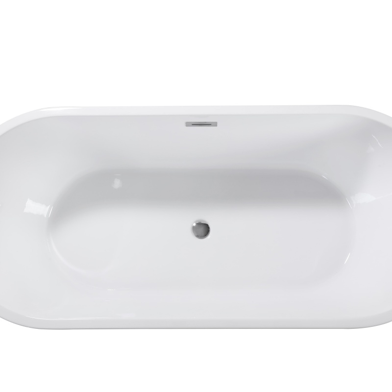 59" Acrylic Freestanding Soaking Bathtub with Double-Wall Insulation, Ergonomic Deep Tub for Heat Retention, 59" L x 29.5" W x 23" H, Gloss White