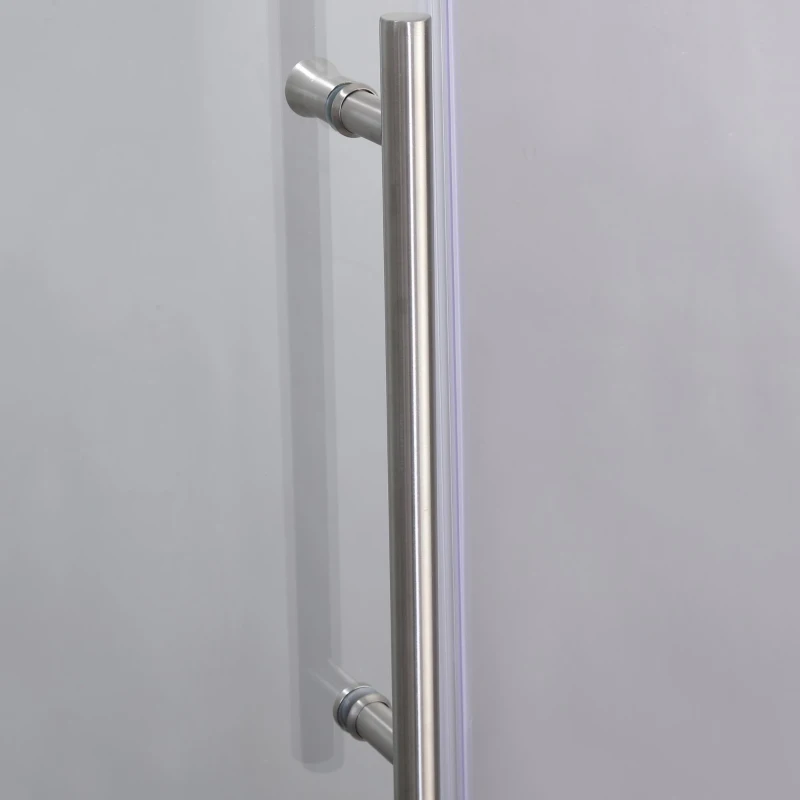 Frameless Shower Door with Stainless Steel Hardware, Support Bar, Bathroom Door with Waterproof Seals, 60" L x 0.5" W x 76" H, Brushed Nickel