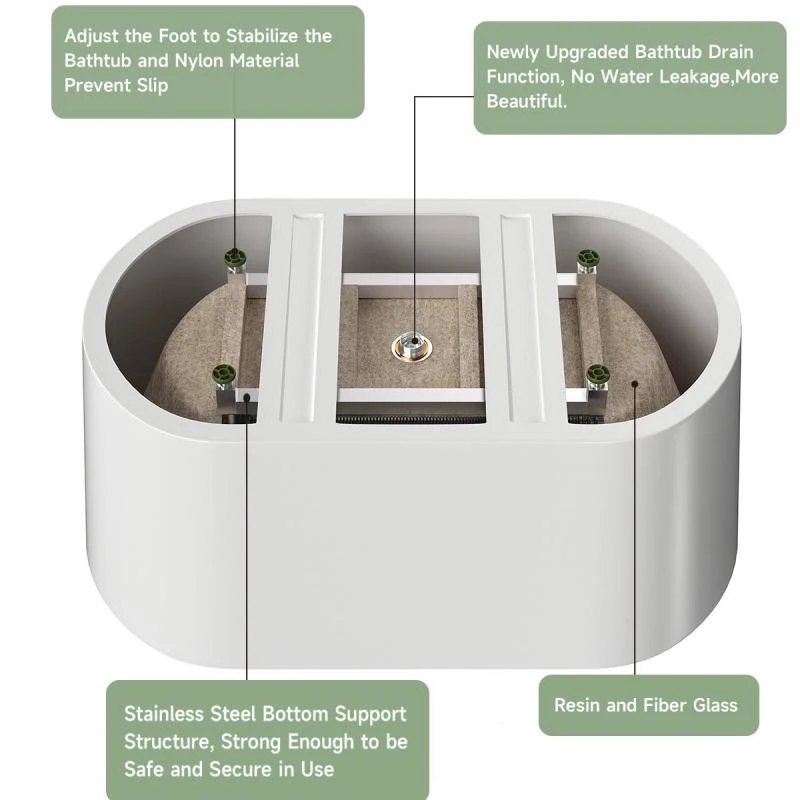 51" Acrylic Freestanding Soaking Tub with Flexible Drain Hose, Bathtub with Adjustable Leveling Feet, 51" L x 27.5" W x 23" H, Gloss White